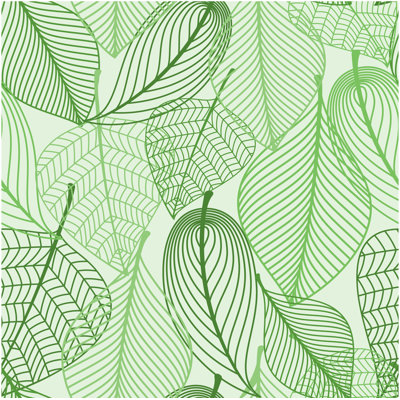Green Leaves Seamless Pattern by Pattadis Walarput - Wrapped Canvas Print
