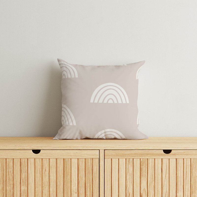 Coussin Plain Bows Match, H 26 po x l 26 po, Taupe / ivoire