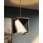 Luminaire suspendu carré / rectangulaire 1 lumière DEL charbon et laiton doux-88905006