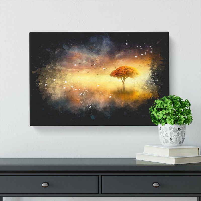 Flying Birds Over A Lone Tree - Wrapped Canvas, 40cm H x 60cm W x 3cm D