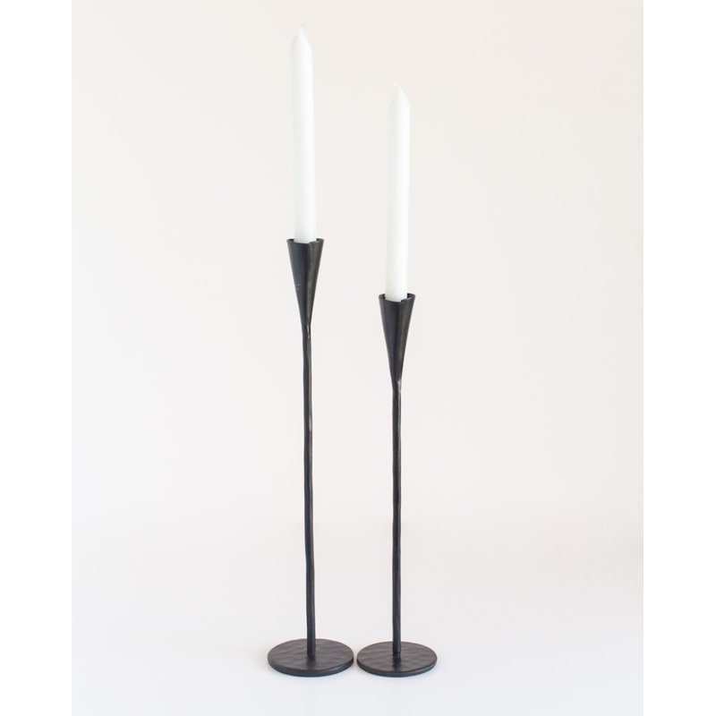 Phoenix Candlesticks Set of 2 - Brass Finish, Black