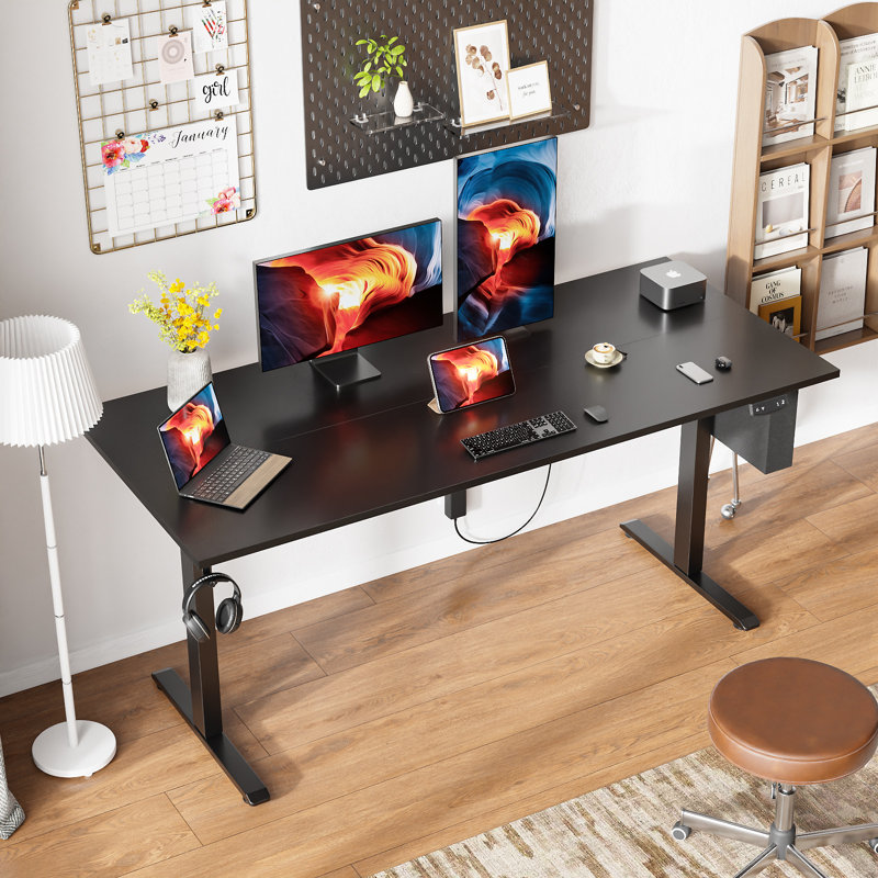 Standing & Height-Adjustable Desks, Black/Black, 47.2" H x 63" W x 27.6" D