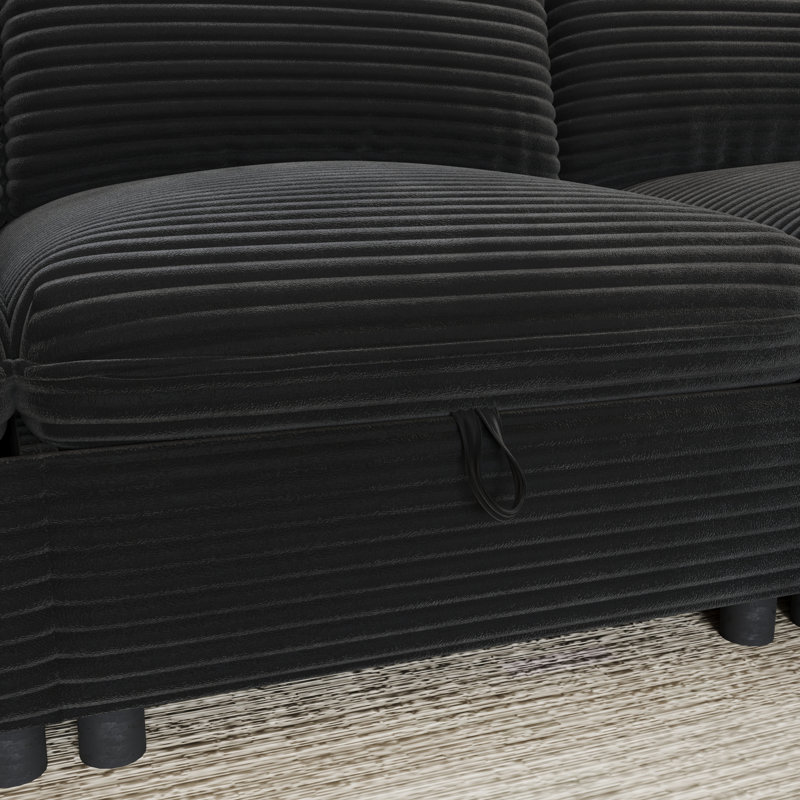 Corduroy Sectional, Black Corduroy