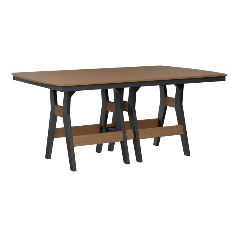 Harbor Outdoor Dining Table, Black, 30.37" H x 72" W x 44" D, Natural Teak