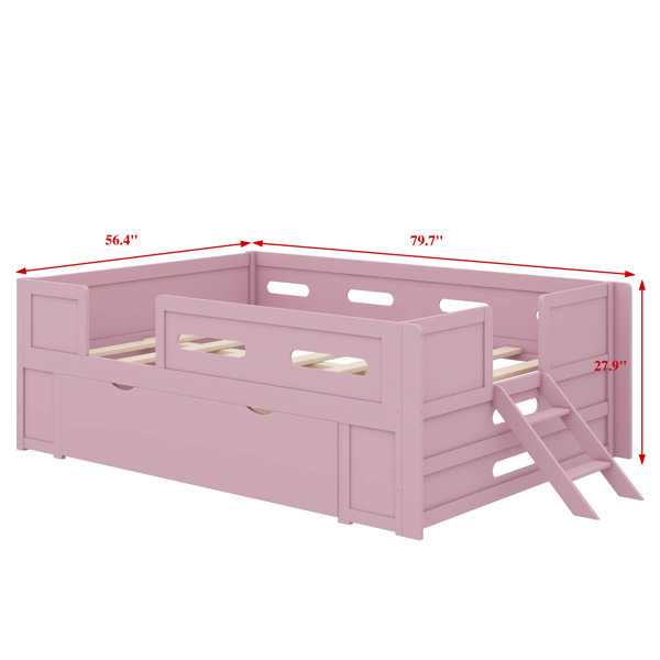 Ebern Designs Twin Size Platform Bed With Safety Barrier And Drawer ...