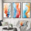 Contemporary Contemporary Waves Abstract Orange and Blue - Art abstrait à l'encre liquide, ensemble de 3 pièces-1838805928-1838805927