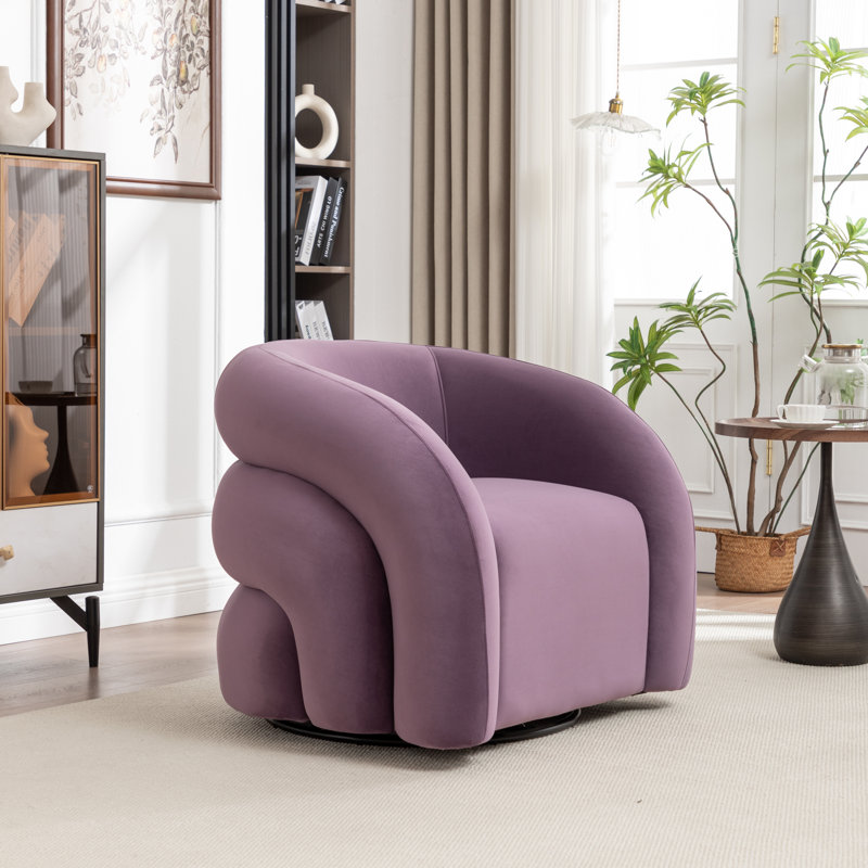 Fauteuil demi-tonneau rembourré et pivotant, Mauve