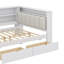 Lit plateforme double en bois avec rangement, station de charge, lumière DEL, bureau et tête de lit tapissier-1290330902