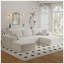 Repose-pieds 27,55 po en velours côtelé moelleux, repose-pieds modulaire avec mousse à mémoire de forme compressée, aucun assemblage requis, repose-pieds rembourré blanc antique pour le salon