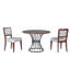 Ensemble de salle à manger rond pour 2 personnes avec table en placage de chêne de 42 pouces, base en fer noir et chaises rembourrées beiges, style coin cuisine peu encombrant