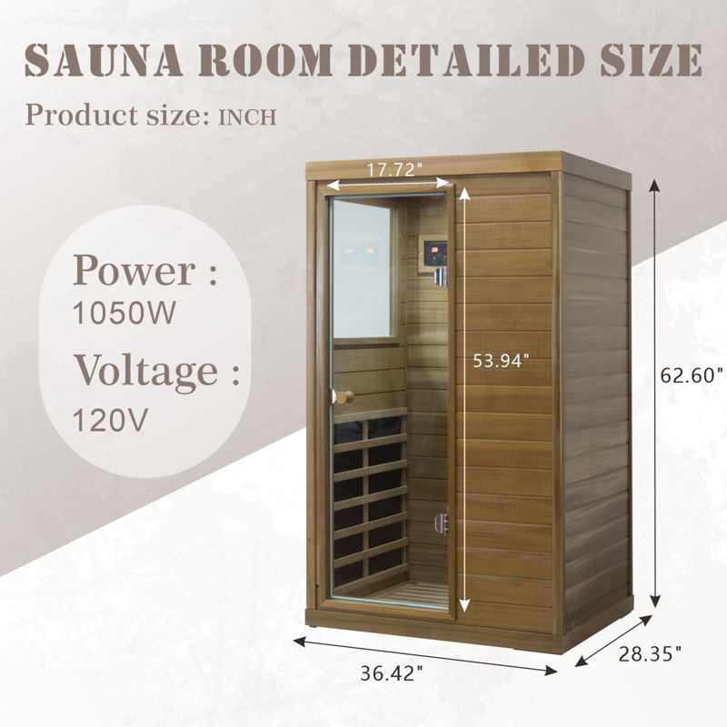 Indoor Infrared Sauna Room 1 Single Person In Red Cedar