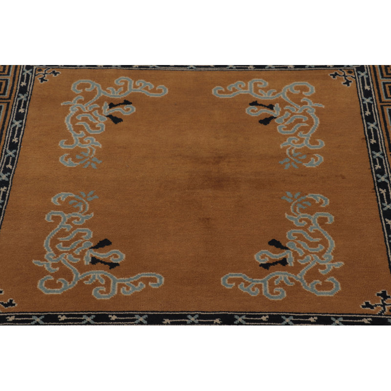 Art Deco One-of-a-Kind 3'9X3'9 Hand Knotted Area Rug