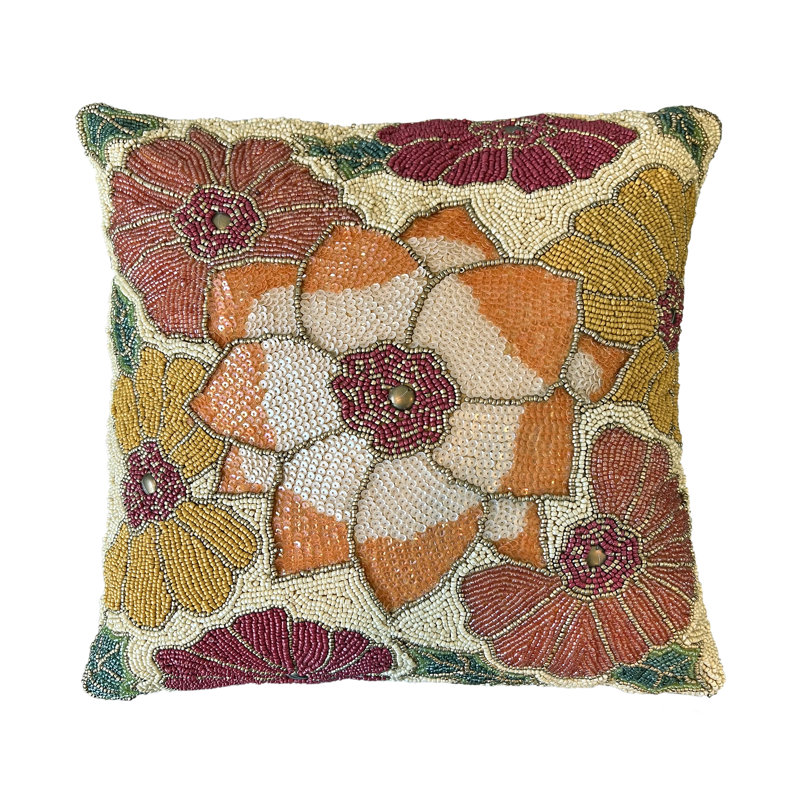  Beaded Square Pillow Cover & Insert