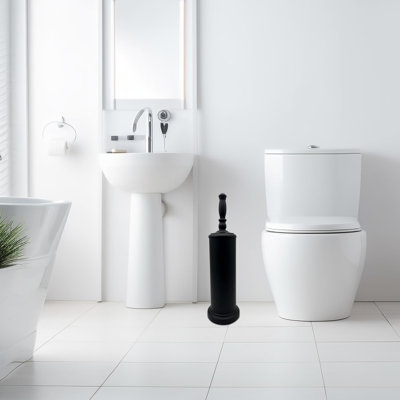 Brosse de cuvette de toilette en métal avec support couvert Indecor Home - noir mat