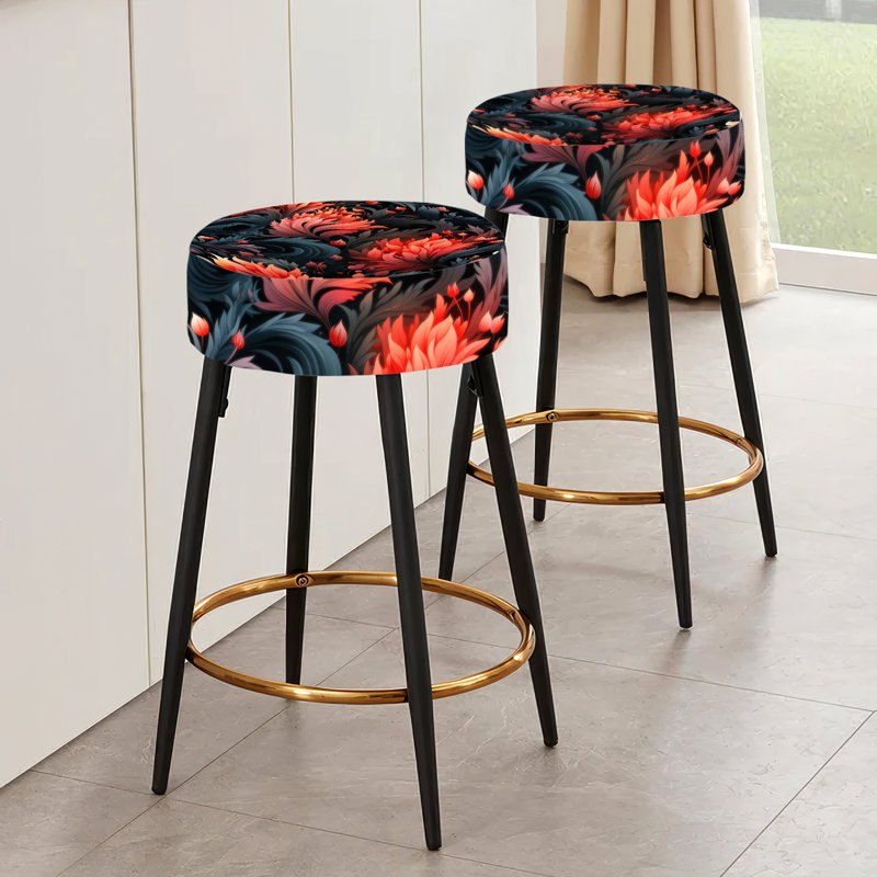 Ember Twilight Moody Patterns - Floral Bar Stools Set Of 2