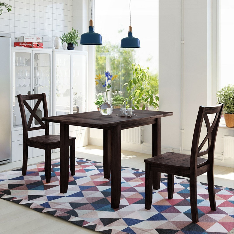 Ensemble de salle à manger extensible à abattants avec 2 chaises, conception compacte pour petits appartements et cuisines modernes