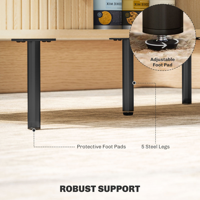 Table basse avec rangement, table d'appoint nordique avec portes coulissantes, chêne