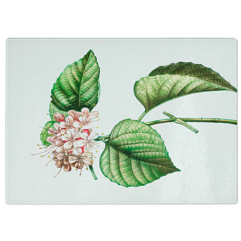 Tempered Glass Chinese Glory Bower Flowers Chopping Board, 39 cm W x 28.5 cm L