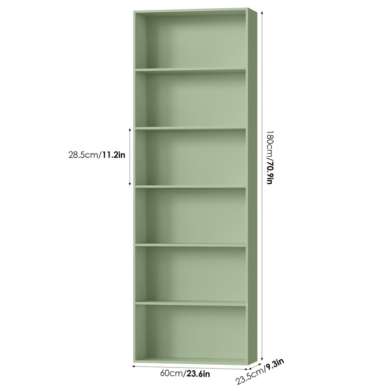 Langner 70.8" H x 23.6" W Standard Bookcase, 6-Tier Open Bookcase and Bookshelf, Freestanding Display Storage Shelves Tall Bookcase for Bedroom, Living Room and Office