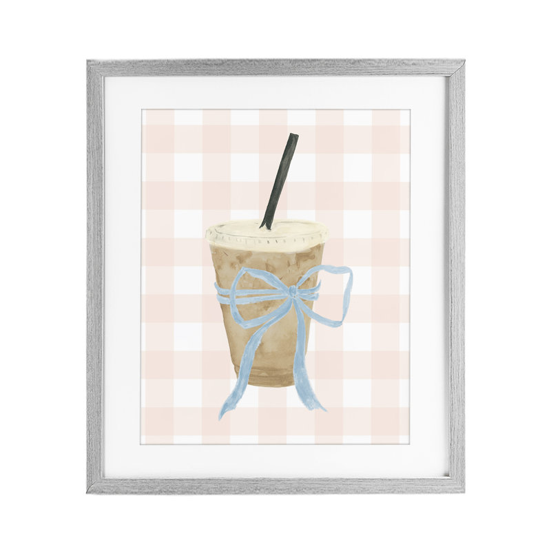 «Iced Coffee on Gingham», reproduction encadrée sous verre, conception de Lucille Price, H 16 po x l 13 po
