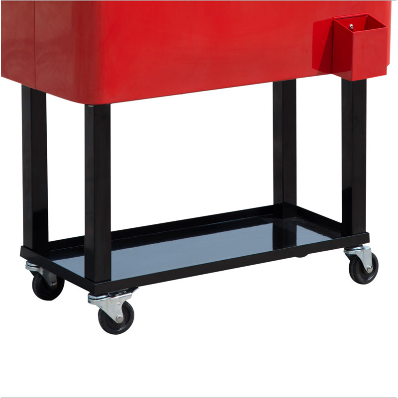 Chariot à glaçons sur roulettes Outsunny 80 QT, Rouge