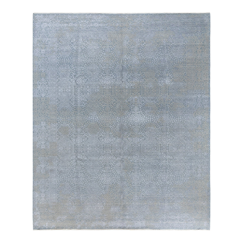 Tapis noué à la main unique en son genre Brazier - gris, 8 pi 0 po x 9 pi 8 po
