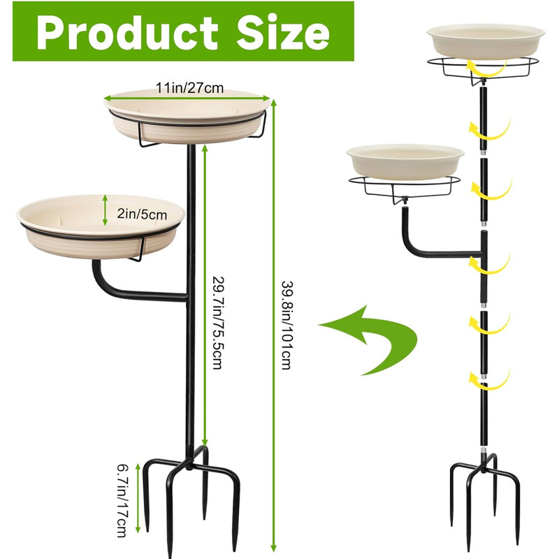 Greth Metal Birdbath, White