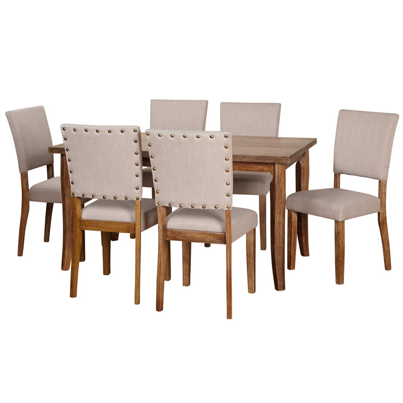 Lassiter Four Leg Dining Set, 7 Pieces: 1 Table, 6 Chairs