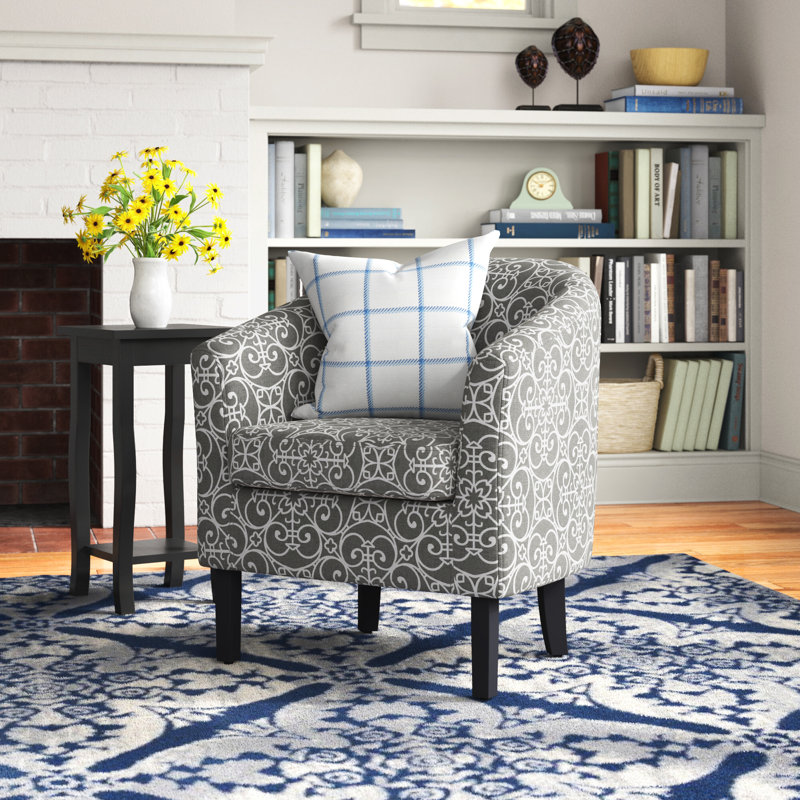 Fauteuil demi-tonneau de 26,77 po Munson, Gris / lin blanc