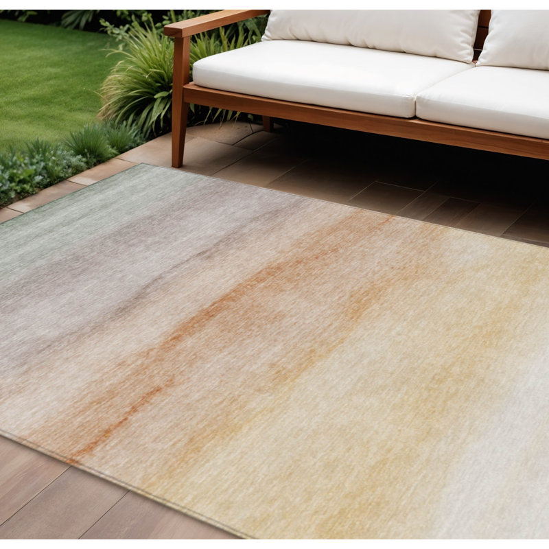 Tapis extérieur lavable rayé corail 9 pi x 12 pi