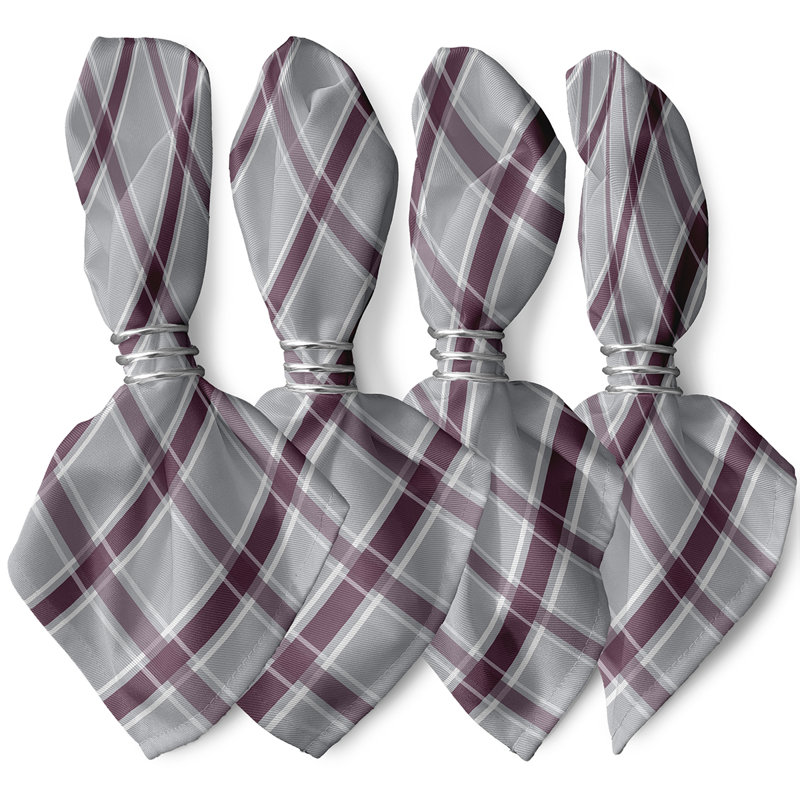 Ensemble de serviettes géométriques 4 pièces Abigail, L 18 po x L 18 po, Gris / mauve