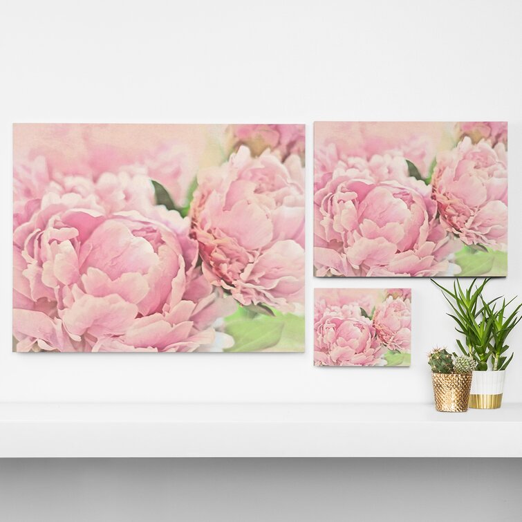 Pink Peonies Graphic Art on Canvas