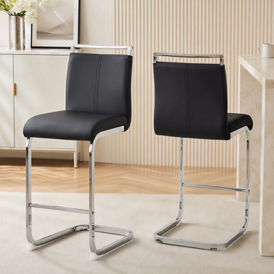 Chatrice 25'' Faux Leather Counter Stool with Metal Frame
