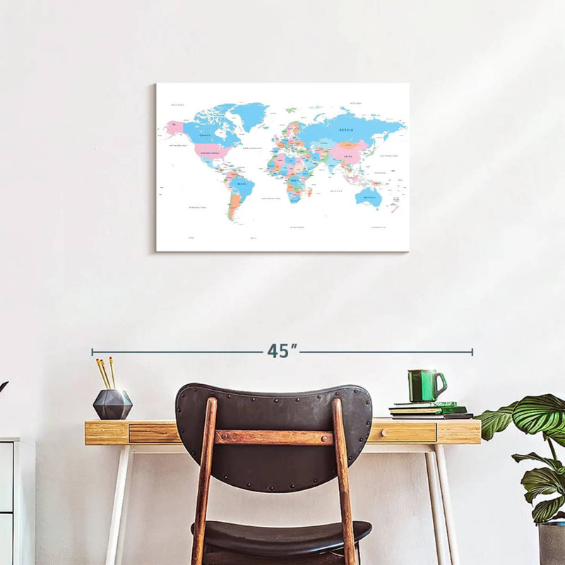 Pastel Countries World Map, 20" H x 30" W