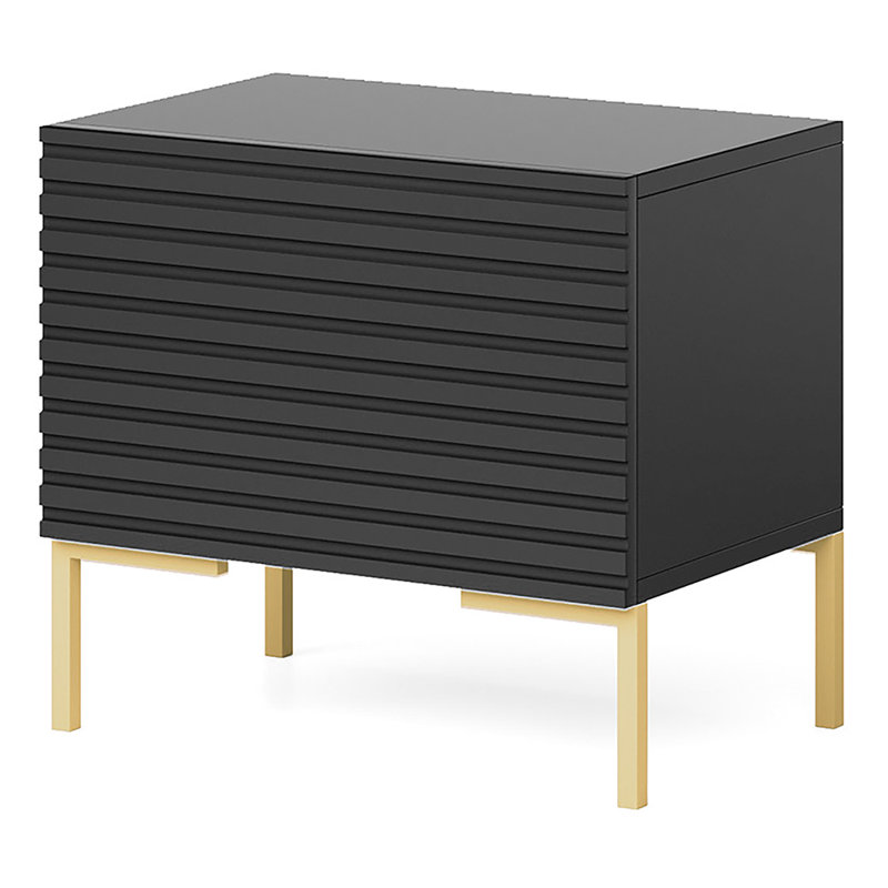 Alantis 46cm W Manufactured Wood Bedside Table, Black