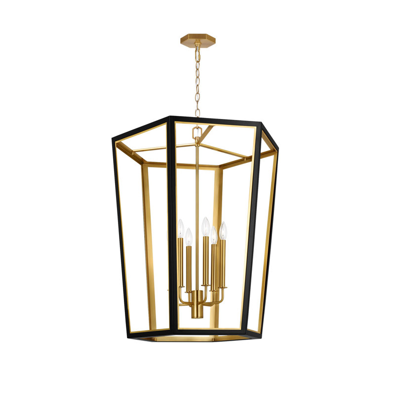 Curt 6 - Light Chandelier, Midnight Black/Burnished Brass