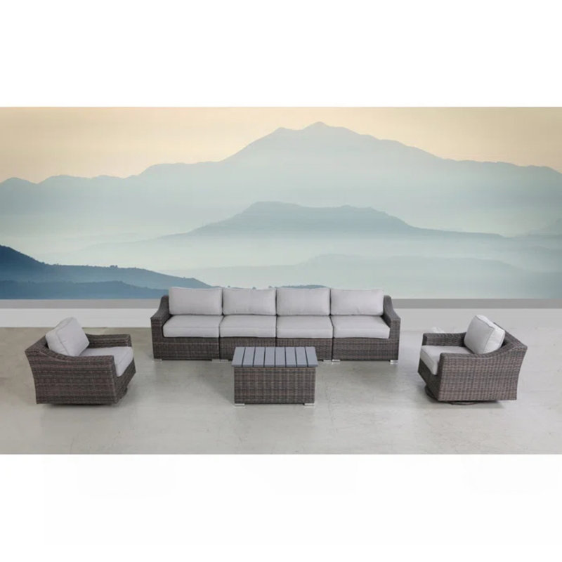 Ensemble de canapé de patio en osier 6 pièces avec coussins entièrement assemblé