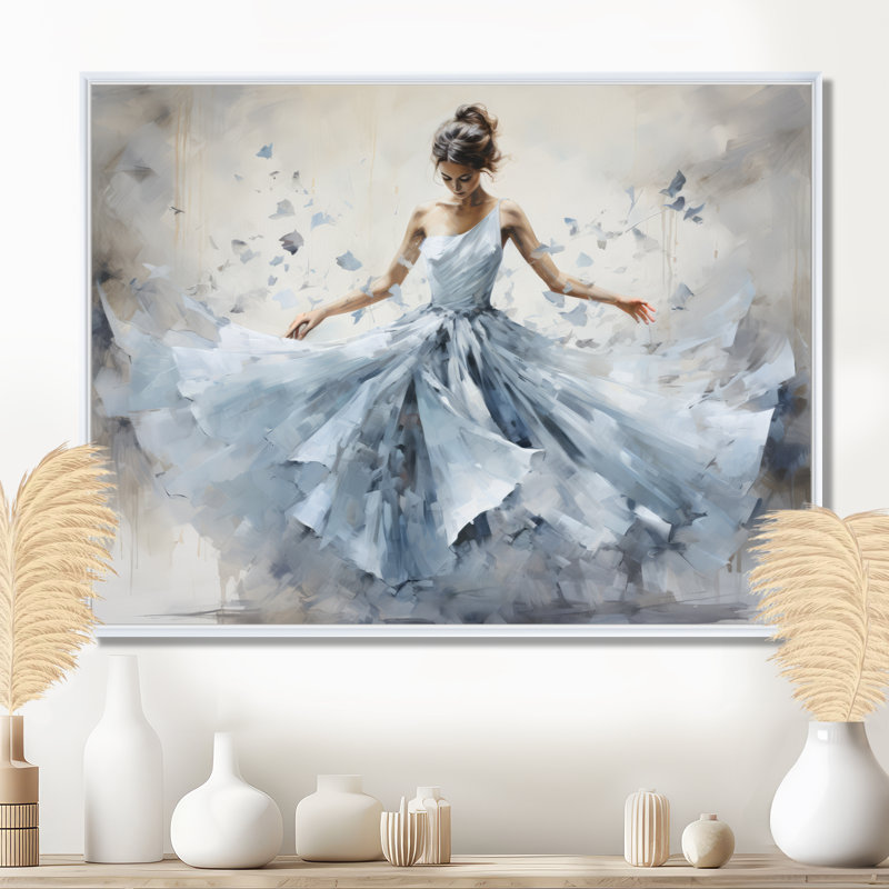 Blue Ballet Dance I - Ballet, impressions encadrées, H 16 po x l 32 po x P 1 po, Cadre flottant blanc