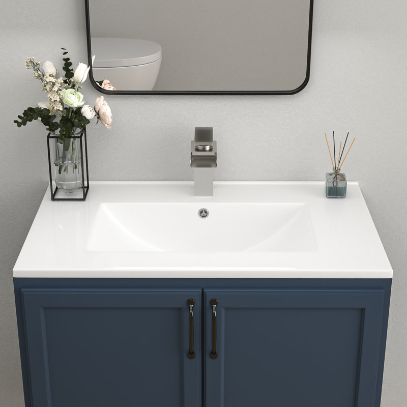 Plateau de meuble-lavabo en céramique blanc L 30 po x l 18 po avec comptoir (avec comptoir seulement)