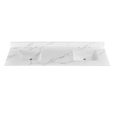 72" W  Quartz Vanity Top With Undermount Sink & Backsplash
