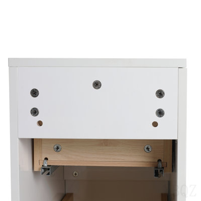 Armoire latérale de salle de bain 12 po, 2 tiroirs à fermeture en douceur, montage flottant, blanc brillant (emballage Kd)