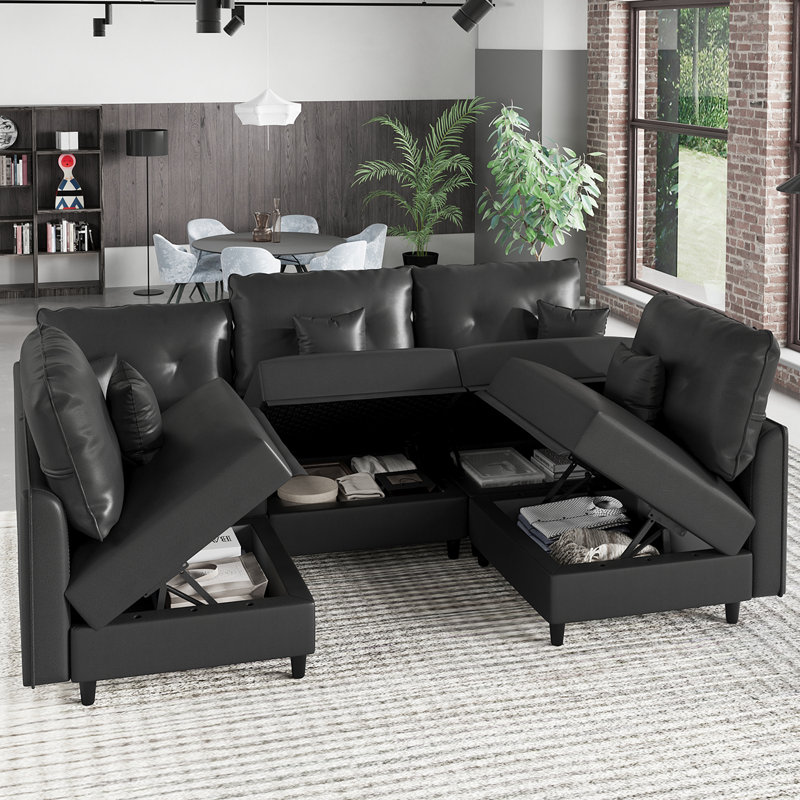 Canapé rembourré avec rangement Zendajas, Mélange de polyester vert sarcelle