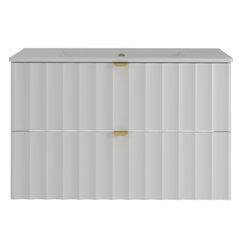 Ahmid Wall Mounted Required Bathroom Storage Furniture Set, Grey