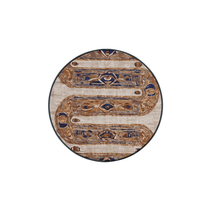 Tapis brun lavable à la machine, Rond 7 pi