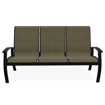 Belle Isle Sling Aluminum Frame 3-Seat Sofa with Marine Grade Polymer Arm Accent