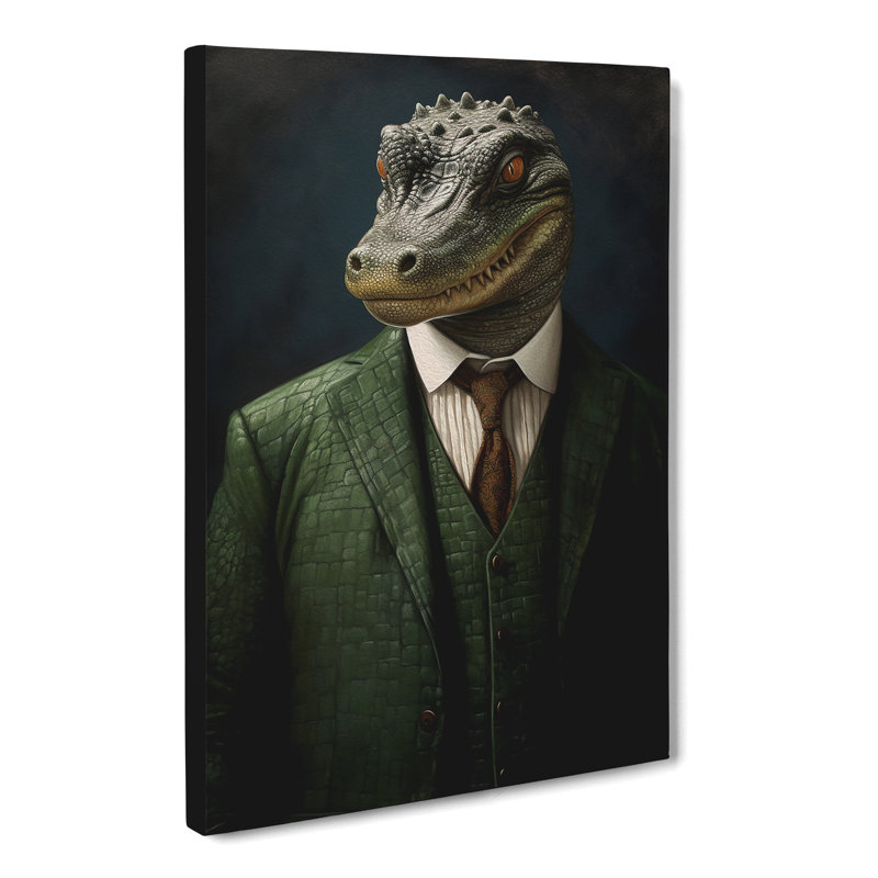 Crocodile in a Suit Painting No.2 - Wrapped Canvas, 76cm H x 50cm W x 3cm D
