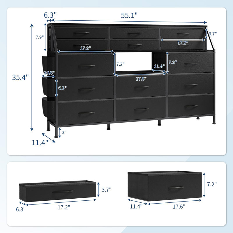 Commode 14 tiroirs avec commode en tissu