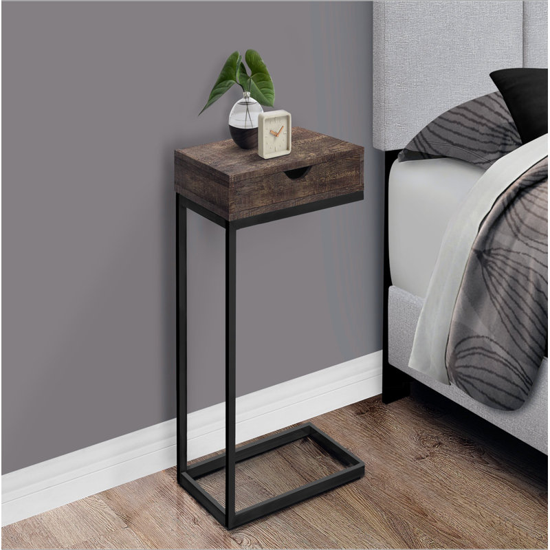 Table d'appoint, en forme de C, bout, côté, collation, tiroir de rangement, salon, chambre à coucher