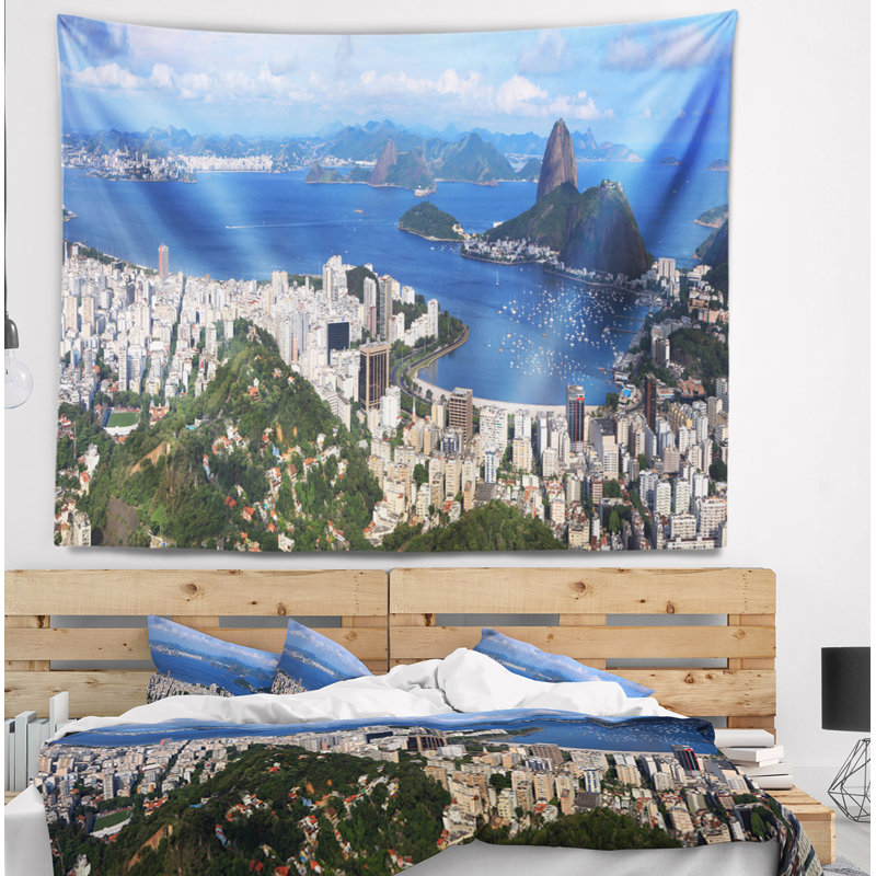Paysage, tapisserie panoramique Rio De Janeiro, H 68 po x l 80 po