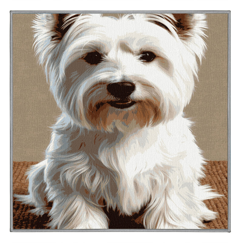 Washable West Highland White Terrier Dogs Area Rug, Square 3'